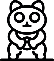 Simple illustration of a cartoon panda bear standing and facing forward, holding an object