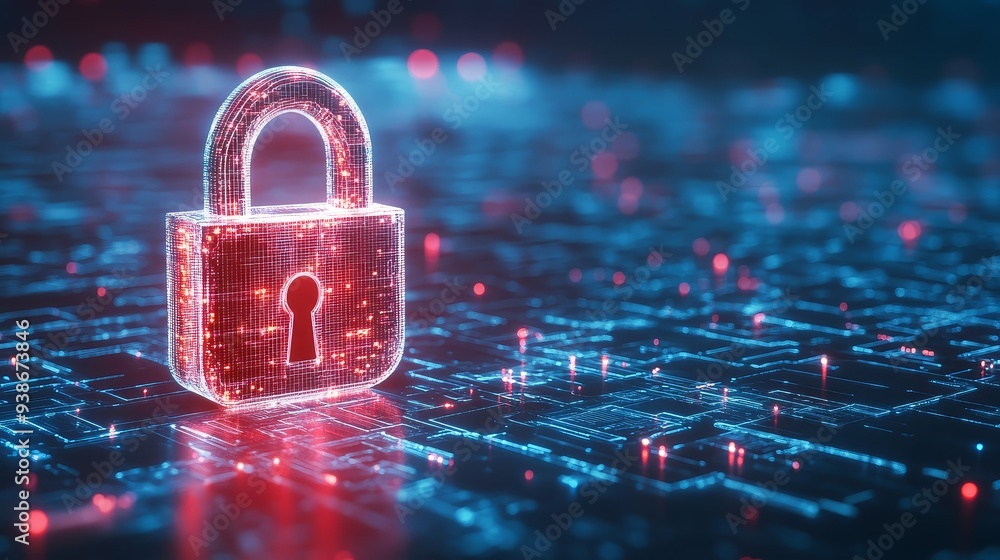 Poster digital lock security cyber security data protection network security d rendering