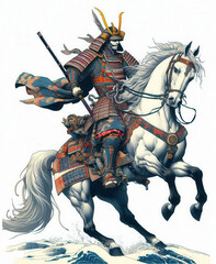 浮世絵（Ukiyoe）／侍（サムライ）　馬　騎馬	