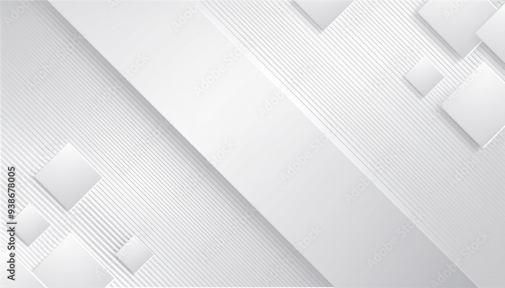 Aufkleber white color technology concept geometric square background. square 3d modern abstract white backgrou
