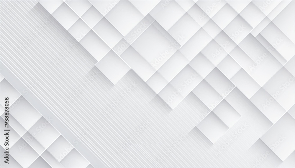 Aufkleber white color technology concept geometric square background. square 3d modern abstract white backgrou