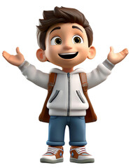 Fototapeta premium 3D animation of child isolate on transparent background.