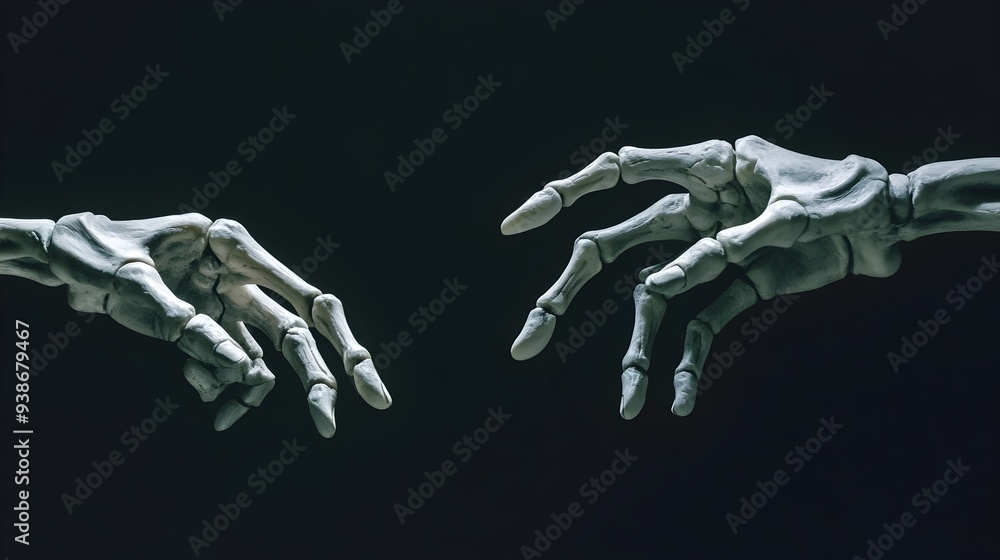 Poster a pair of disembodied skeletal hands reaching up from the bottom of the frame against a dark mysteri