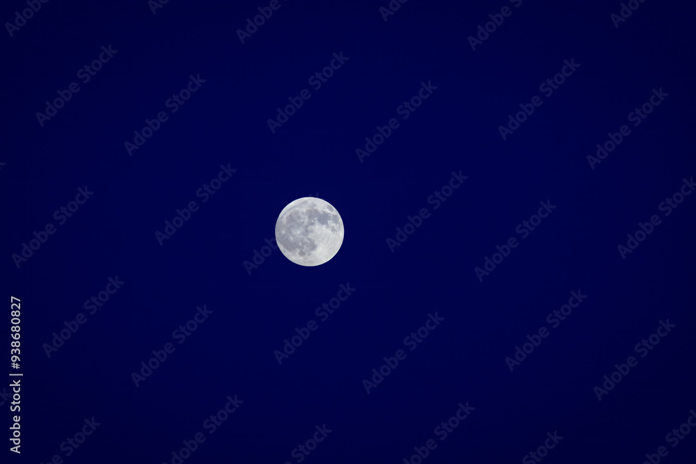 Wall mural background with moon and dark blue sky with copy space