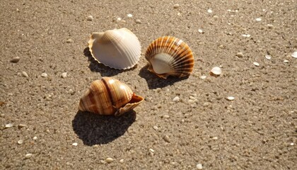  Beach treasures  Seashells on the sand