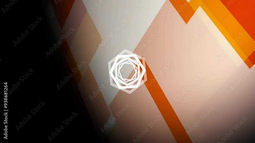 Wall mural Animating hexagonal geometric shapes over abstract background in orange and beige tones