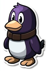Obraz premium Cartoon Penguin Sticker Illustration