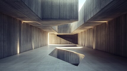 Fototapeta premium Abstract Concrete Architecture with a Sunlit Open Space