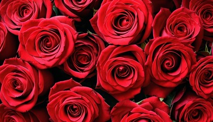  Bouquet of red roses in full bloom