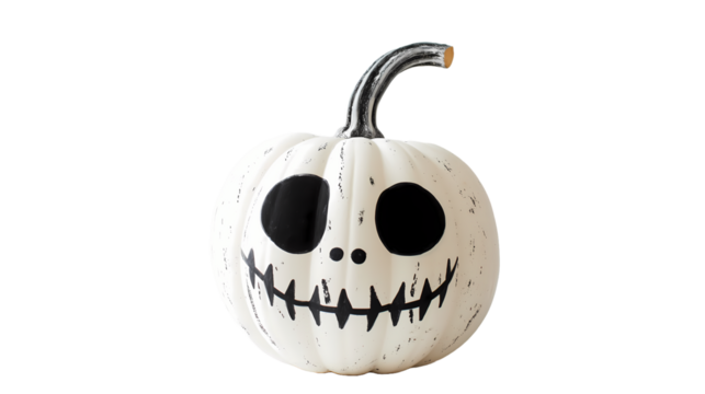 halloween pumpkin with skull on transparent background