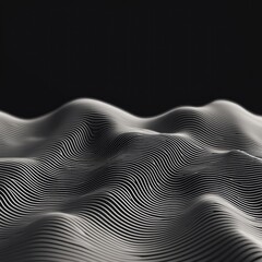 Abstract monochrome wave patterns on a dark background