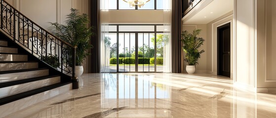Obraz premium Luxury home interior, highend real estate design, spacious openplan, 3D illustration