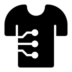 smart clothing, smart clothes, smart shirt, t shirt, smart wear, wearable technology solid or glyph icon