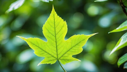  Vibrant green leaf in focus against blurred background