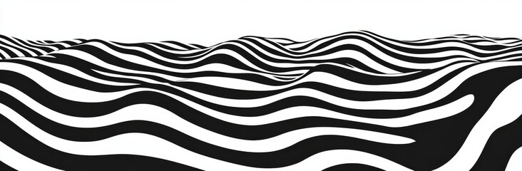 Abstract Black and White Wavy Stripes Background
