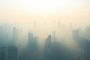 Fototapeta premium The appearance of air pollution behind the building