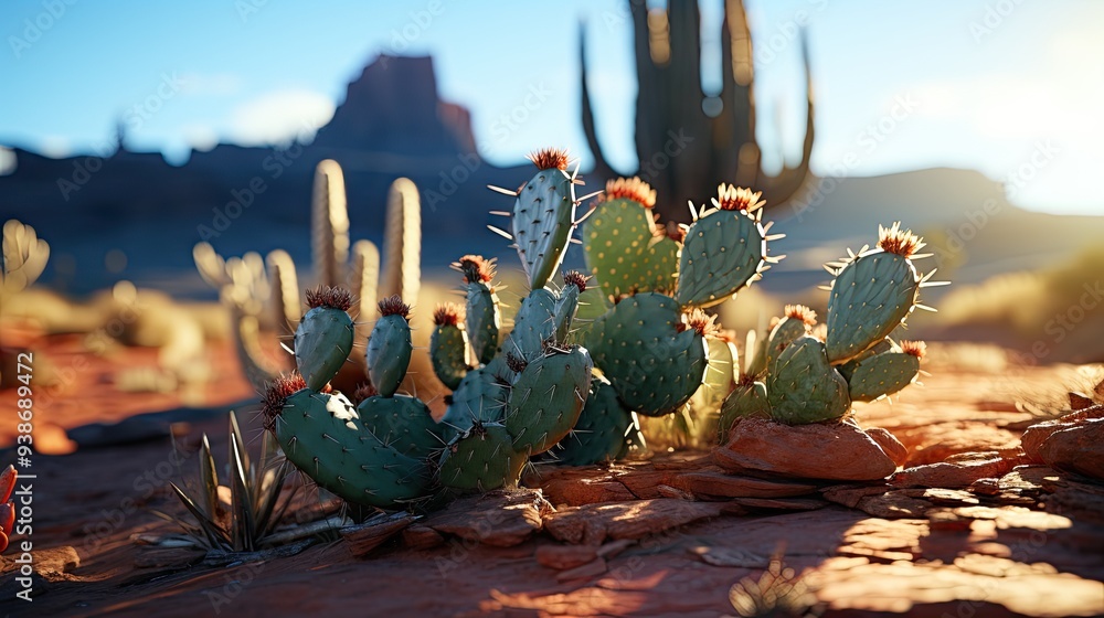 Sticker cacti in lanzarote flourish in the distinctive volcanic terrain of the island displaying a wide vari