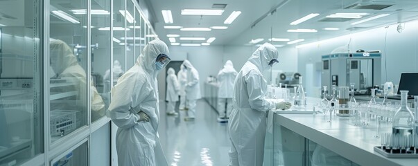 Scientists in Protective Gear Working in a Lab