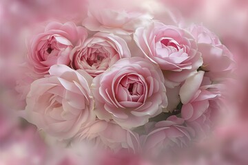 A stunning close-up photograph of delicate pink roses