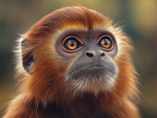 Obraz premium Portrait of a Diana monkey, Cercopithecus diana, surrounded by forest leaves