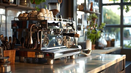 Professional Espresso Machine in Cafe