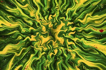 A mesmerizing abstract art piece with a vibrant green and yellow swirling color palette