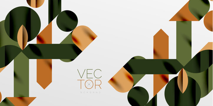 Colorful simple dynamic geometric forms circles lines and round shapes. Mosaic techno art concept. Vector Illustration For Wallpaper, Banner, Background, Card, Book Illustration, landing page