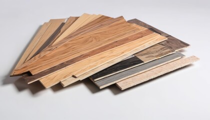  Various wooden planks in a stack showcasing natural wood grain and colors