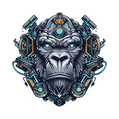 Fototapeta premium Cybernetic Gorilla: A Fusion of Technology and Nature.