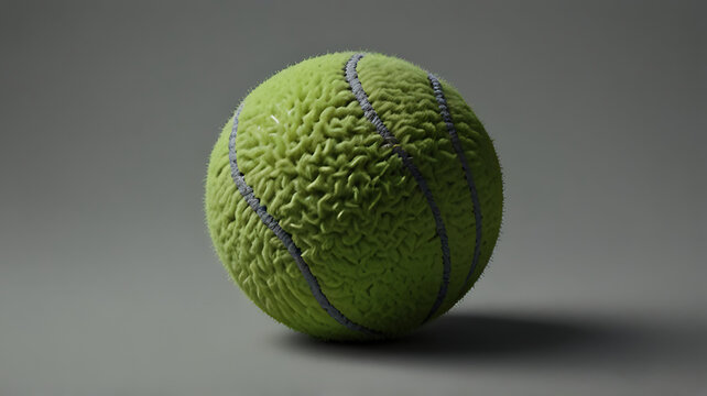A neon green tennis ball with a soft fuzzy texture, placed on a light grey background, icon style.