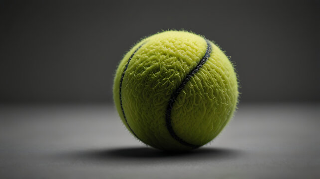 A neon green tennis ball with a soft fuzzy texture, placed on a light grey background, icon style.