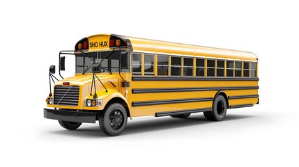 Yellow School Bus Isolated on White Background