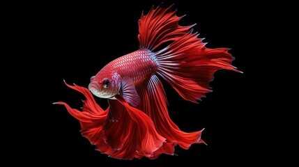 Obraz premium Red Betta Fish with Flowing Fins