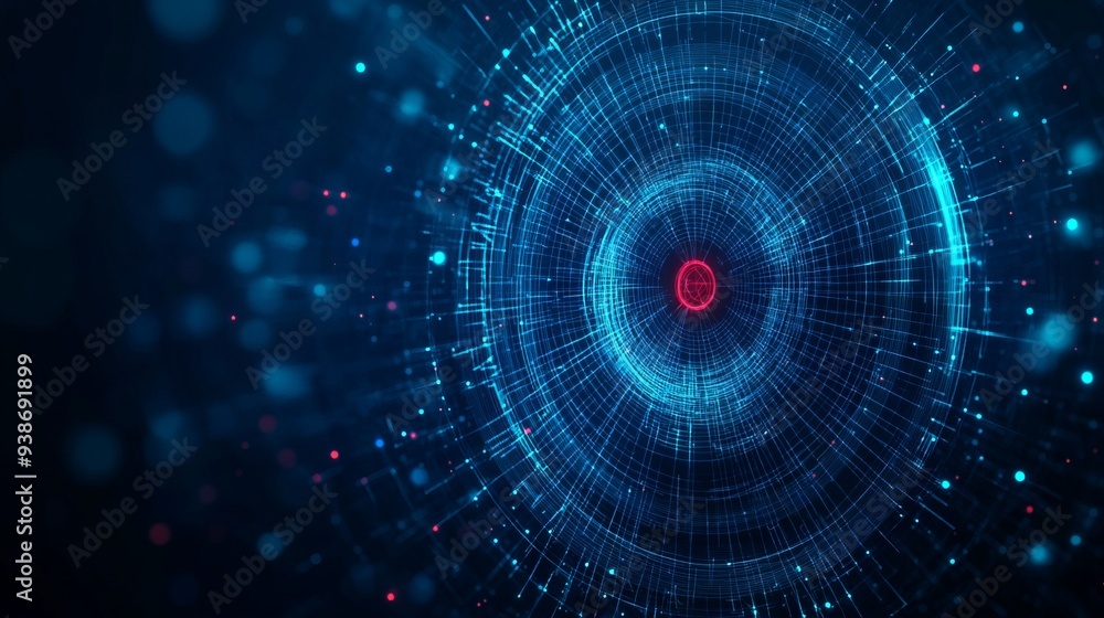 Poster abstract image of a target. vector business concept. with dark blue background. low poly wireframe w