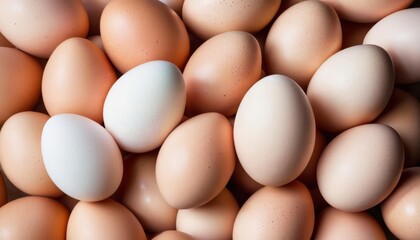  A collection of fresh brown and white eggs