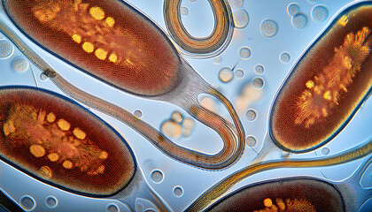 Obraz premium Protozoa seen under a microscope. high resolution image. copy space for information or text