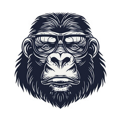 Obraz premium Gorilla in Glasses: A Vintage Illustration.