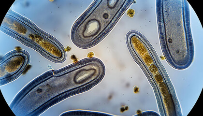 Protozoa seen under a microscope. high resolution image. copy space for information or text