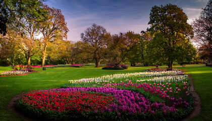 Park with lots of trees and flowers