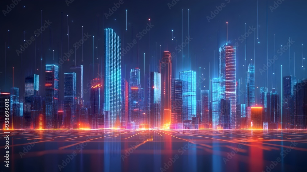 Poster digital twin of a smart city with real time updates and analytics a futuristic visualization of urba