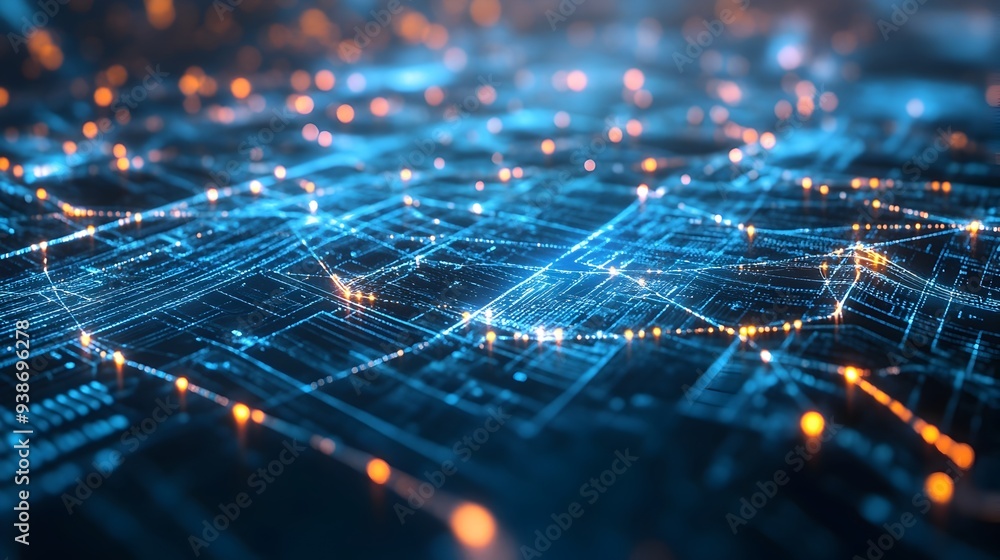 Poster a complex network of digital twins connected through seamless data streams showcasing the power of t