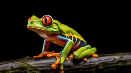 Vibrant Red-Eyed Tree Frog on a Branch
