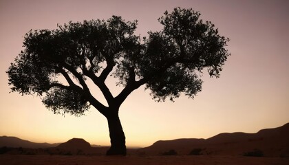 Obraz premium Serenity in the desert A lone tree at sunset