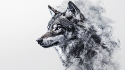 Obraz premium Wolf Portrait with Smoky Haze
