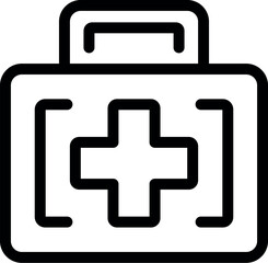 Obraz premium Simple black and white icon of a first aid kit, symbolizing emergency medical care