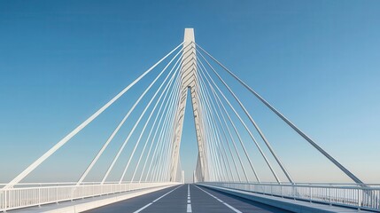 A 3D effect of a bridge with cables extending outwards, 3D effect, bridge, architecture