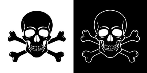 Silhouette skull and crossbones tattoo illustration