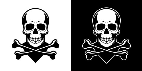 Silhouette skull and crossbones tattoo illustration