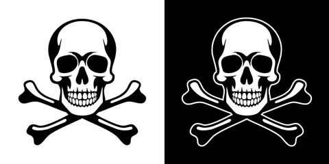 Skull and crossbones monochrome silhouette illustration
