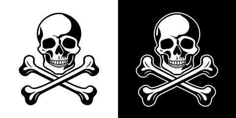 Hand drawn skull and crossbones tattoo vector illustration